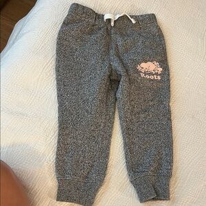 Roots Kids Charcoal Joggers with Pink Logo
